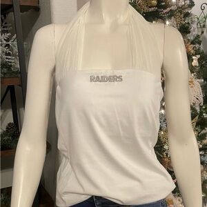 White Halter Top with 'Raiders' Logo
